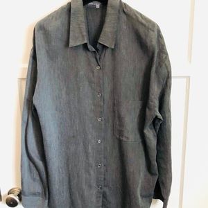 Vince Grey Cotton Blend Button Down Shirt